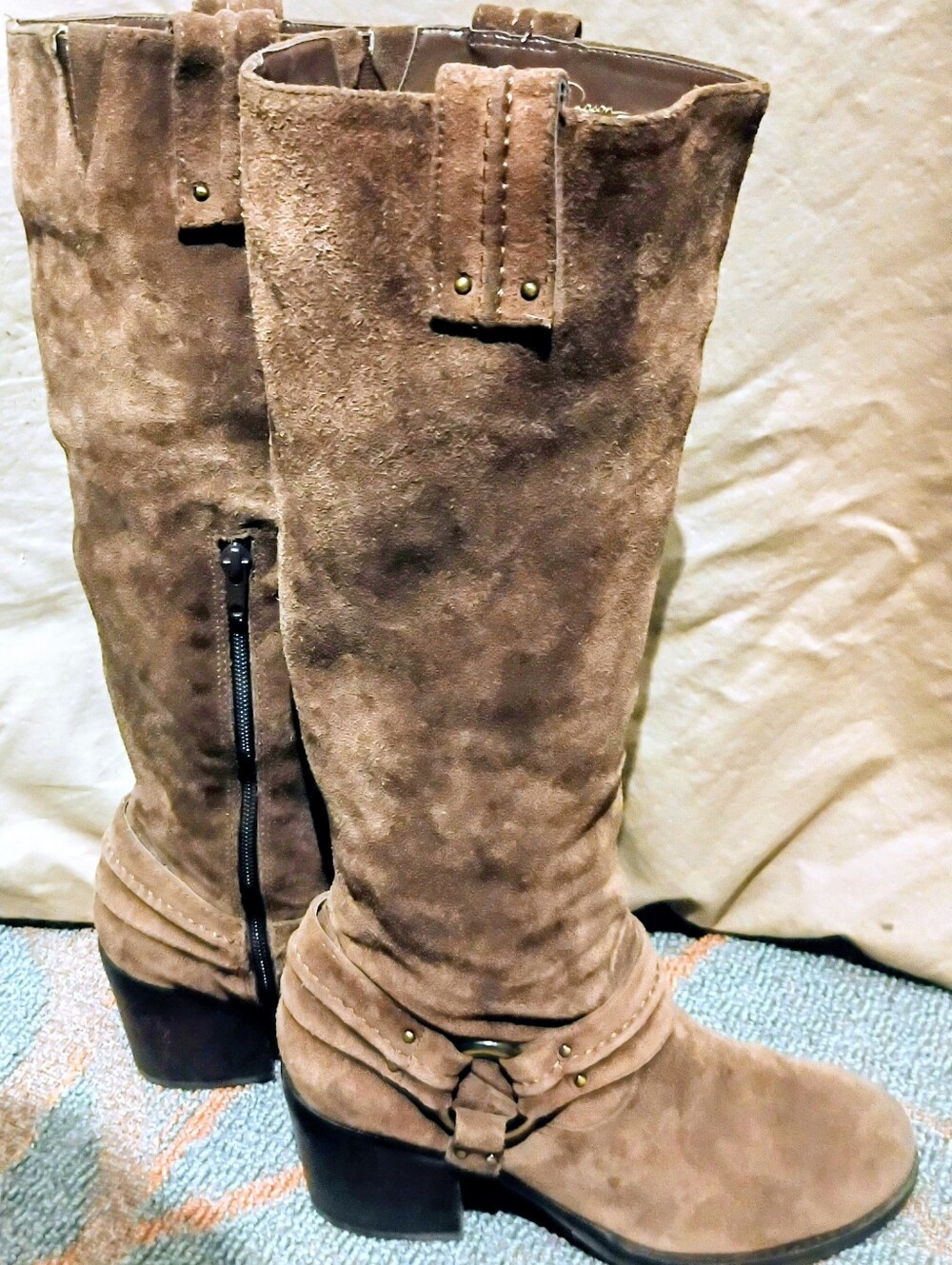 Jessica Simpson Brown Suede Knee High Harness Boots 7.5